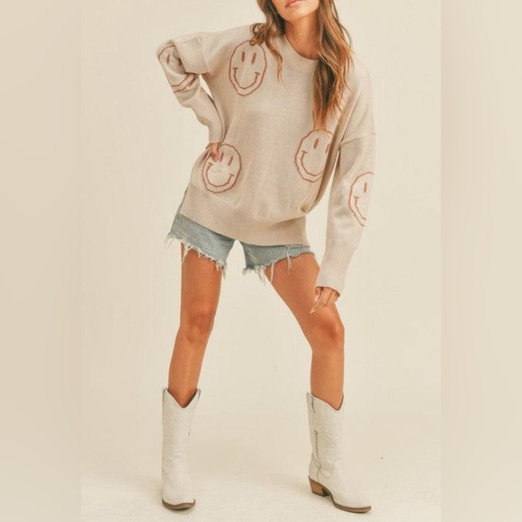 EUC Miou Muse Patterned Smiley Sweater SZ S - Picture 2 of 9